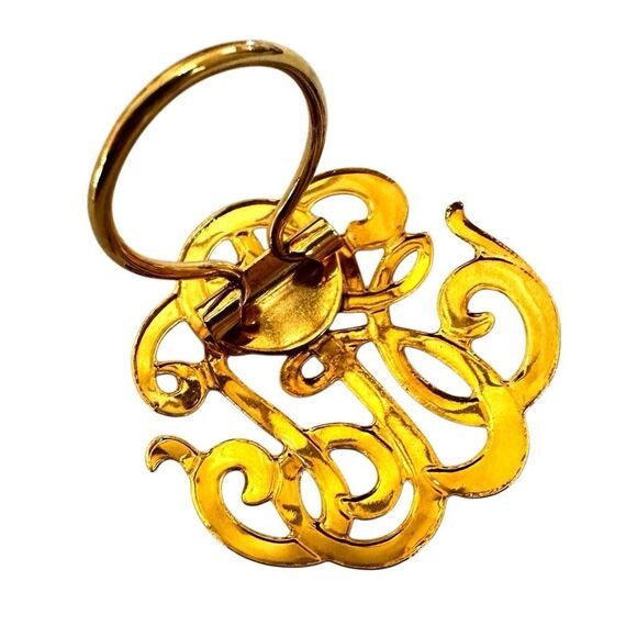 Monogram Style Gold Tone Classic scarf clip - Picture 3 of 6